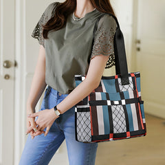 Geometric Tote Bag Large Capacity Lightweight Casual Shoulder Bag