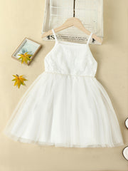 Girls' Solid Lace Patchwork Mesh Dress