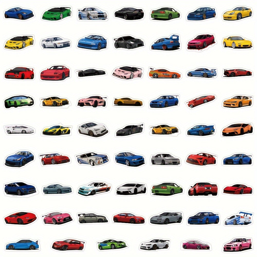 61-Piece JDM Car Stickers - Waterproof for Laptops, Phones
