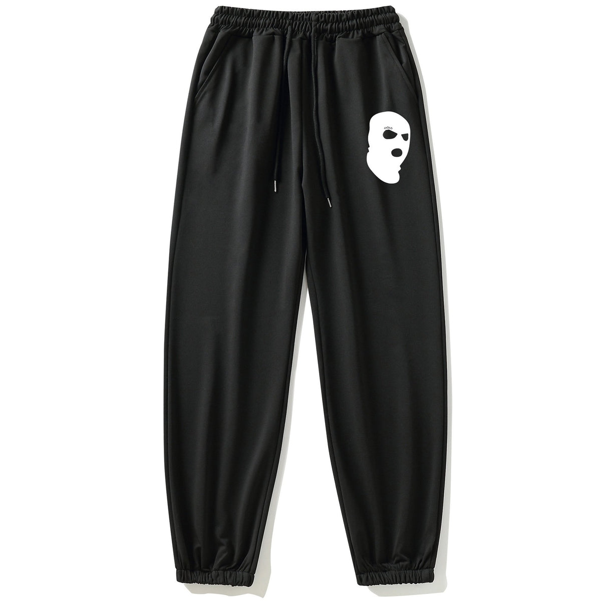 Print Balaclava Sports Pants Side Pockets Couple Jogging Pants