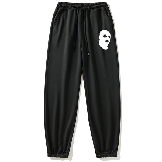 Print Balaclava Sports Pants Side Pockets Couple Jogging Pants