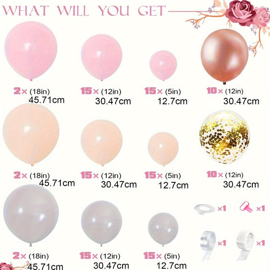 Beige Pink Party Balloons Set 120pcs
