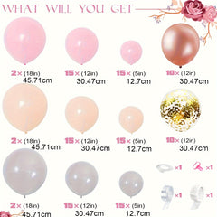 Beige Pink Party Balloons Set 120pcs