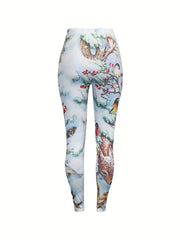 Women's Plus Snowman & Fox Print Skinny Trousers