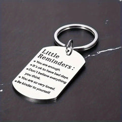 Lettering Keychain Engraved Stainless Steel Keyring for Women Men