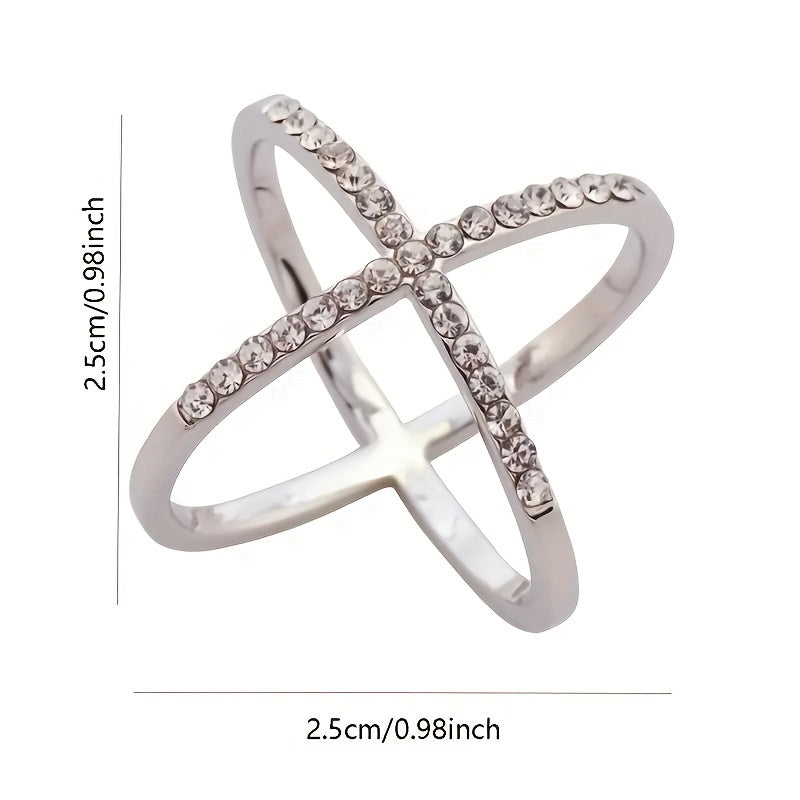 Rhinestone Cross Ring Scarf Buckle Geometric Knit Shawl Clothes Clip Women