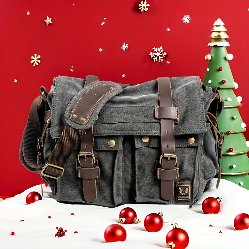 Vintage Canvas Messenger Bag Large Capacity Shoulder Bag