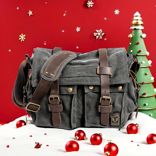 Vintage Canvas Messenger Bag Large Capacity Shoulder Bag