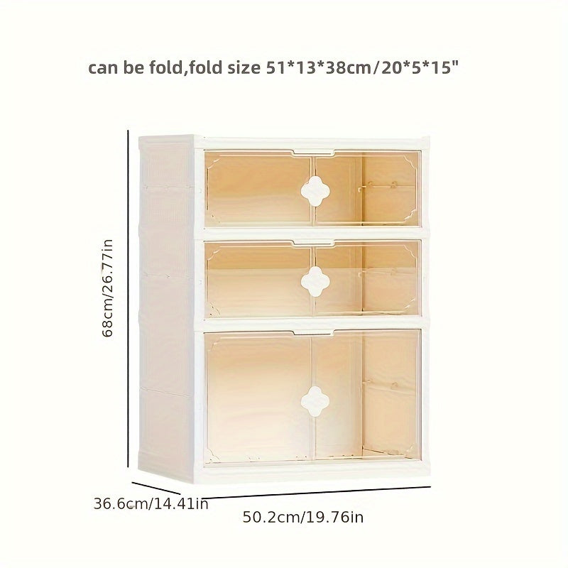 Foldable Shoe Rack with Door Plastic Storage Organizer