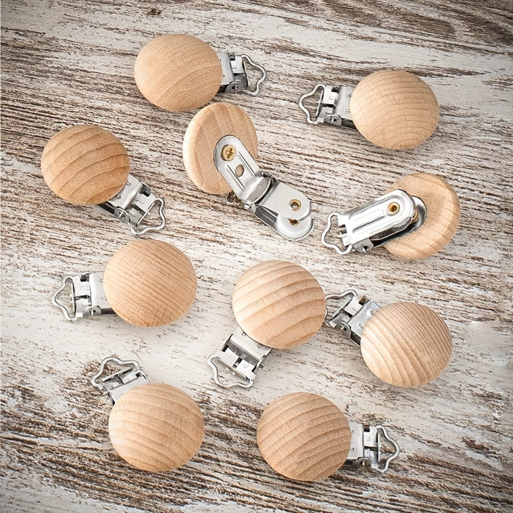 10pcs Non Toxic Wood Pacifier Clips Infant Pacifier Holder Accessories