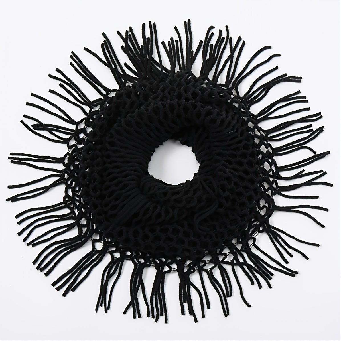 Thickened Scarf Warm Mens Wool Hollow Tassel Circle Scarf Snow Weather