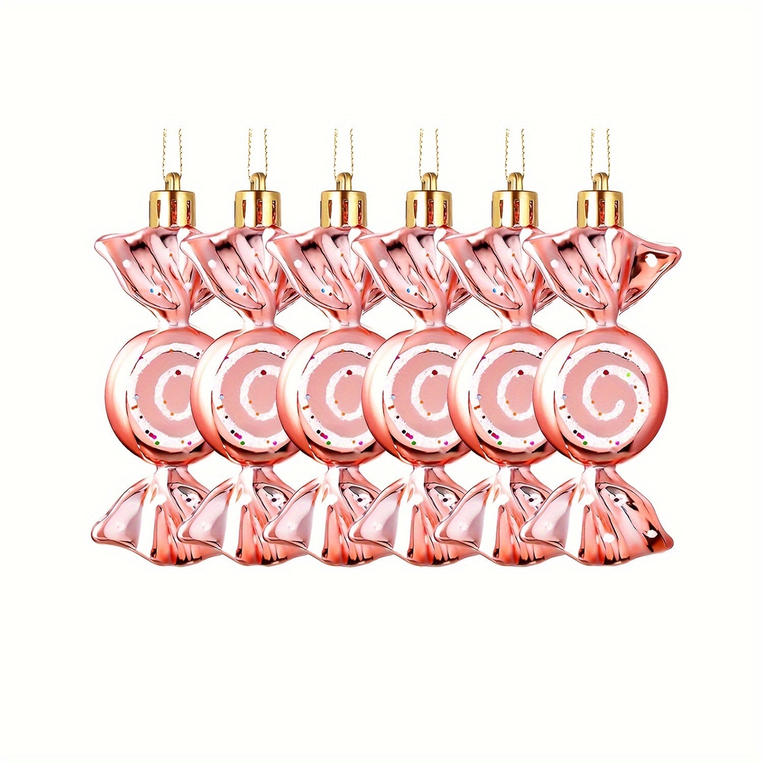 6pcs Glitter Christmas Candy Hanging Ornaments Holiday Party Favor