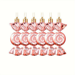 6pcs Glitter Christmas Candy Hanging Ornaments Holiday Party Favor