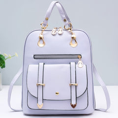 Zipper Around Backpack PU Leather Daypack Women's Convertible Shoulder Bag