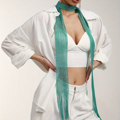 Glitter Long Tassel Scarf Skinny Scarf Women Y2K Neckerchief