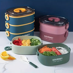 Leakproof 1 2 3 Tier Lunch Box Microwave Safe Kitchen Gadget