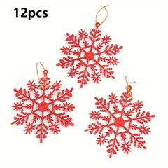 12pcs Sparkling Plastic Snowflake Ornaments for Christmas Tree