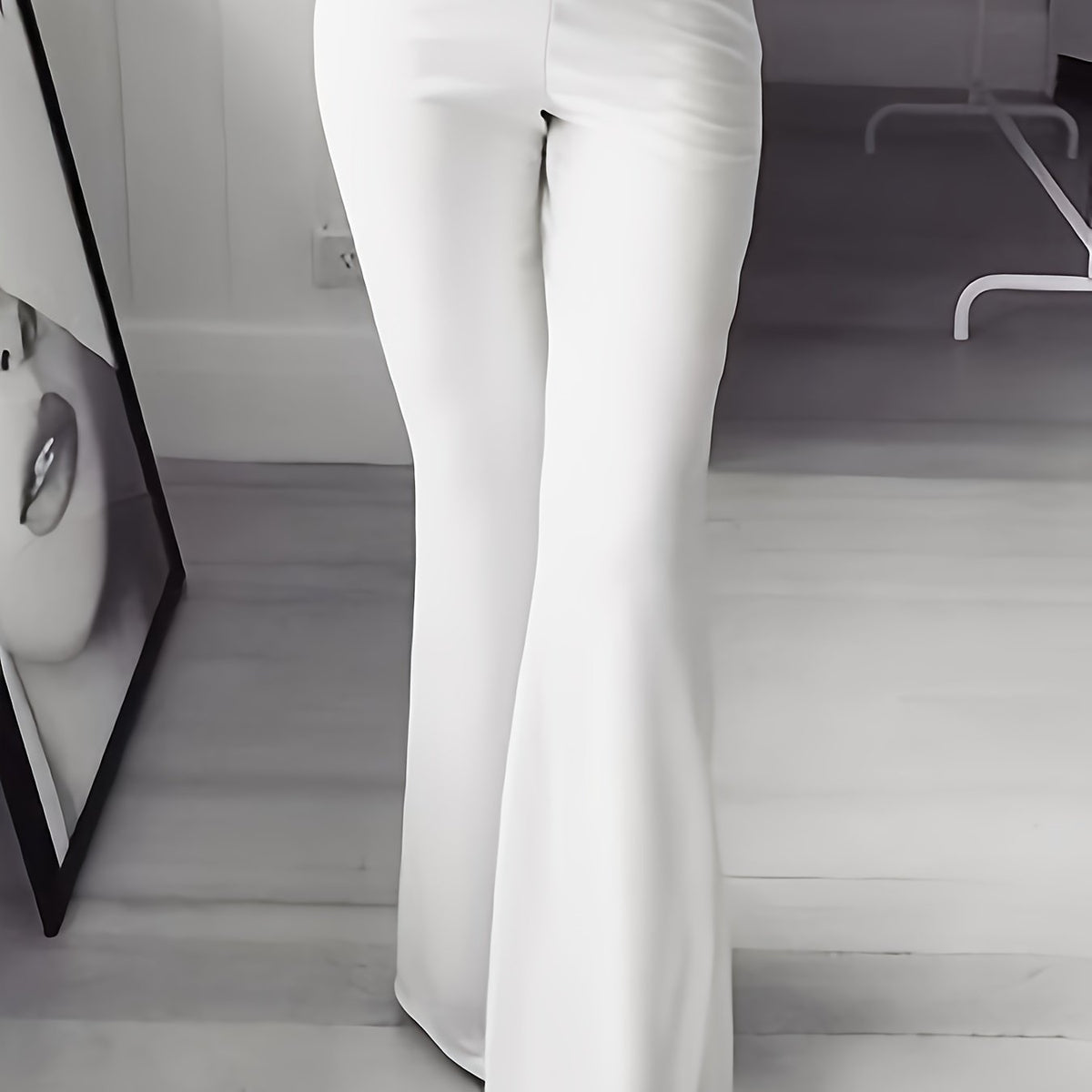 Women's Plus Size Solid High Rise Flared Leg Pants