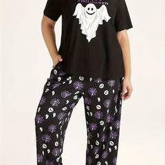  Ghost & Spiderweb Pajama Set - Tee & Pants Loungewear