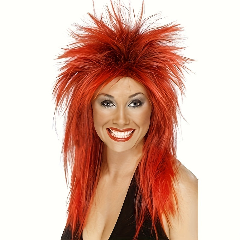 Rainbow Spiky Mullet Wig Cockscomb Wig Synthetic Wig With Bangs