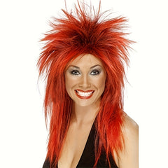 Rainbow Spiky Mullet Wig Cockscomb Wig Synthetic Wig With Bangs