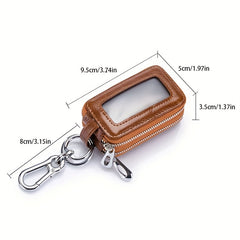Cow Leather Double Layer Key Cover Car Interior Accessories