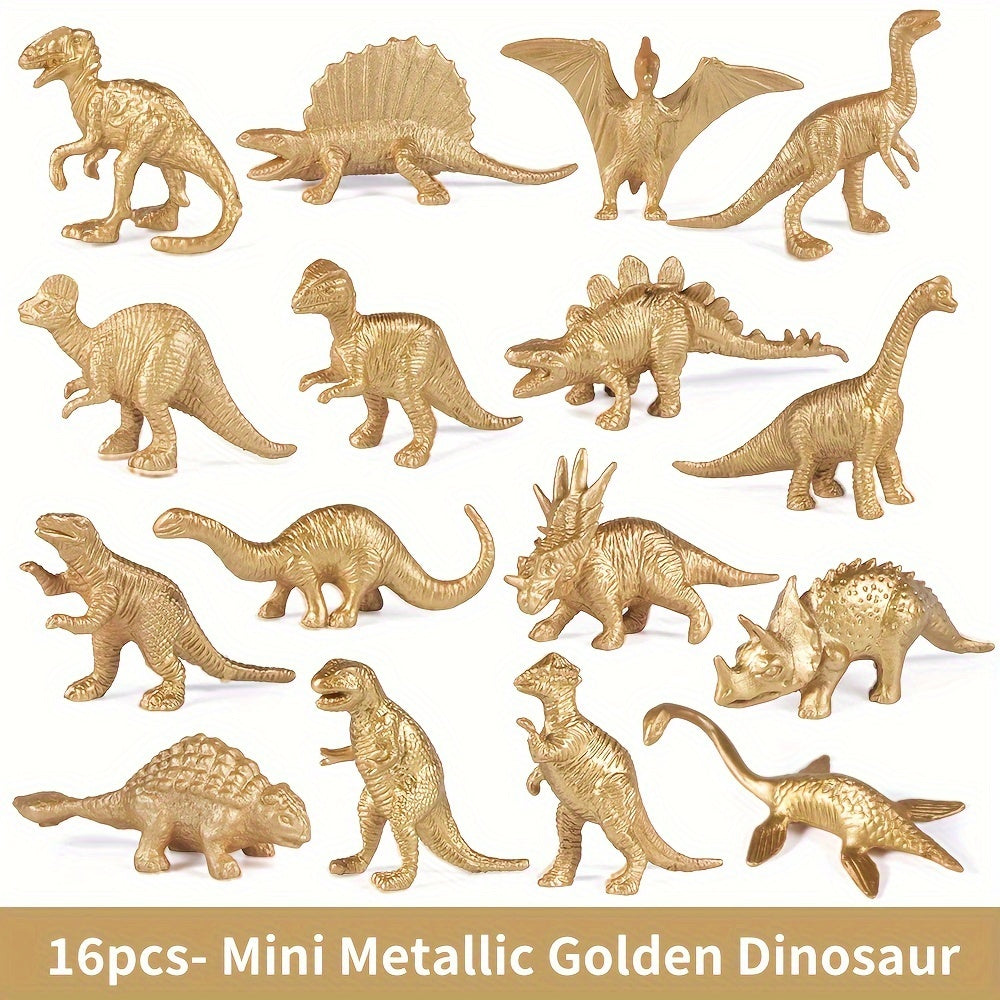 Mini Metallic Golden Dinosaur Figurine Toys Cake Topper