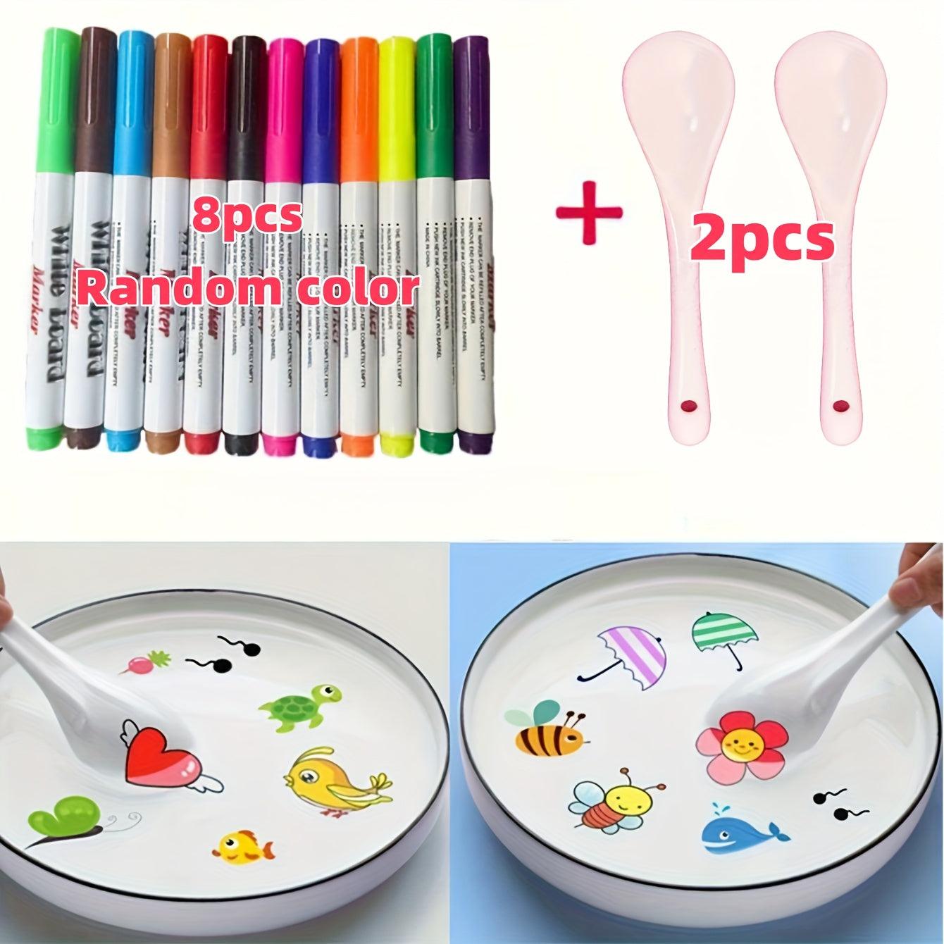 8 Washable Whiteboard Pen Set with Floating Refills