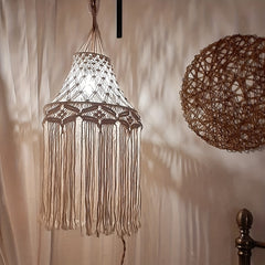 Modern Macrame Lamp Shade with Tassels for Home Decor