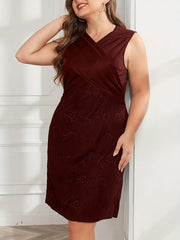 Plus Size Solid Cross Surplice Neck Tank Dress