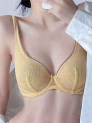 Solid Mesh Push Up Bra Comfy & Breathable Intimates