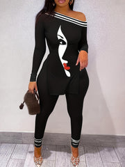Off Shoulder Asymmetrical Pantsuits Two Piece Set