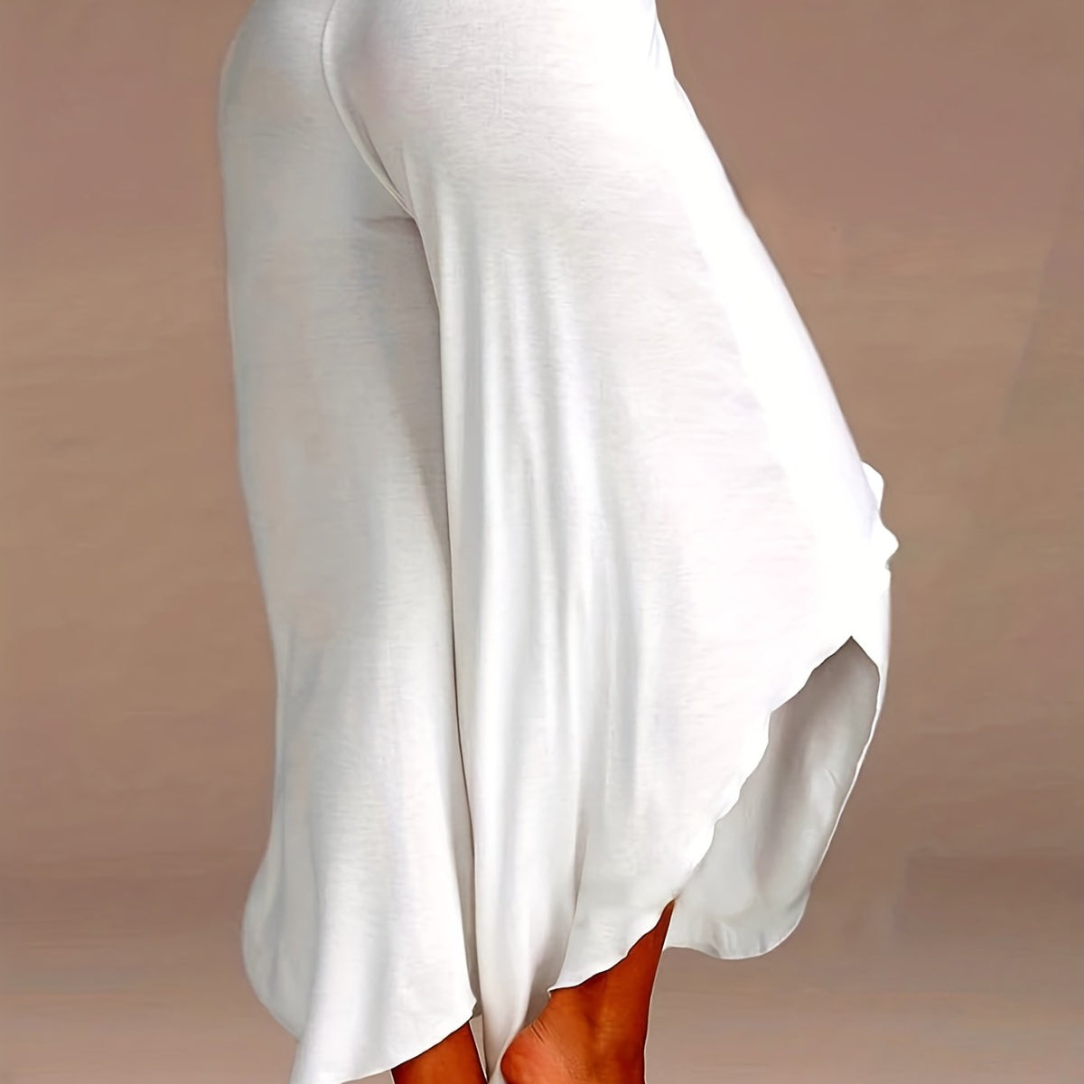 Plus Size Solid Split Stretch Wide Leg Pants