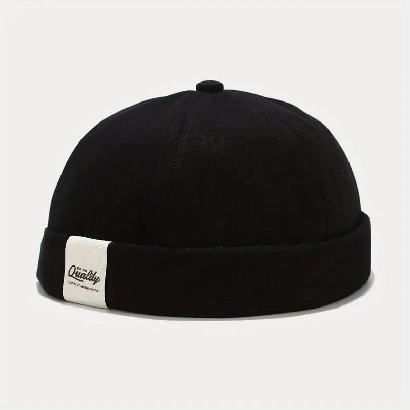 Cloth Label Docker Hat Brimless Skull Cap Vintage Beanie Cap