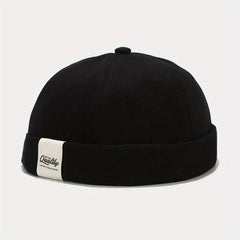 Cloth Label Docker Hat Brimless Skull Cap Vintage Beanie Cap