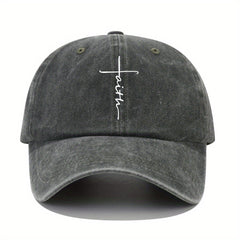 Vintage Distressed Baseball Cap With Faith Letter Sun Print