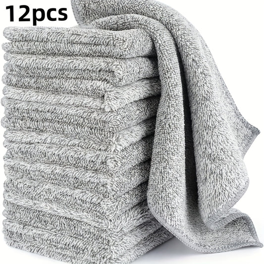 12pcs Absorbent Cleaning Cloth Bamboo Charcoal Fiber Dish Towels