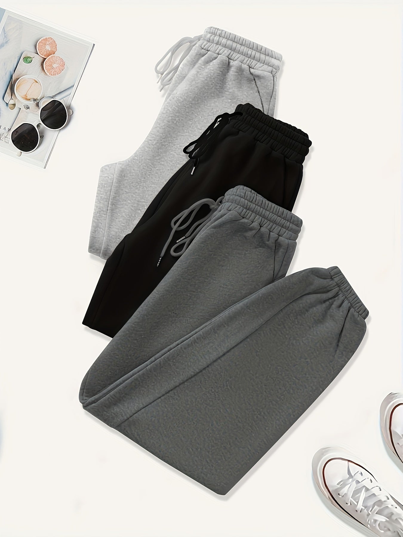 3-Pack Women's Sporty Pants Set Plus Size Elastic Joggers Three Piece Set