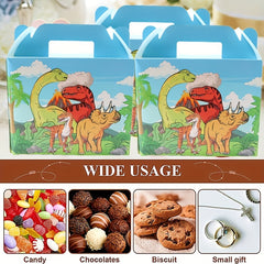 6pcs Dinosaur Theme Gift Bags Carboard Treat Boxes Snack Gable Boxes