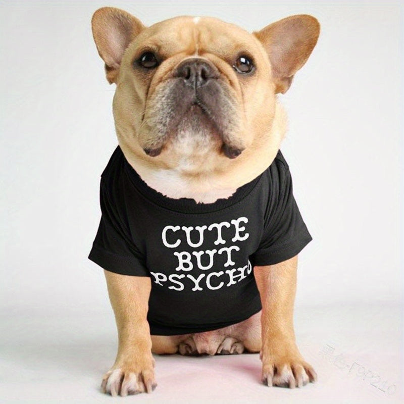 Dog Shirt But Psycho Letter Print Pet Dog Clothes Funny Pet T shirt