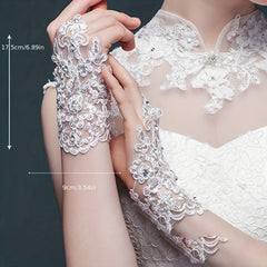 Rhinestone Fingerless Gloves Lace Wedding Bridal Gloves