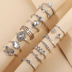 Vintage Rhinestone Stackable Ring Set for Women Girls