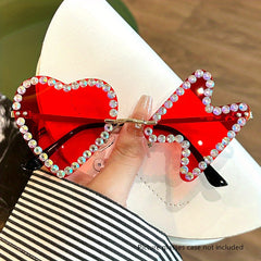 Y2K Heart Lightning Sunglasses Rhinestone Decorative Glasses