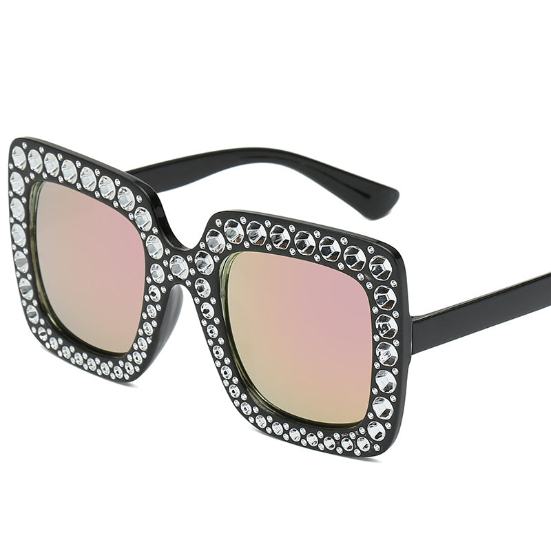 Square Rhinestone Sunglasses for Women UV Protection Shades