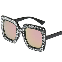 Square Rhinestone Sunglasses for Women UV Protection Shades