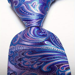 Red Purple Paisley Tie Floral Necktie Business Outfit 54in