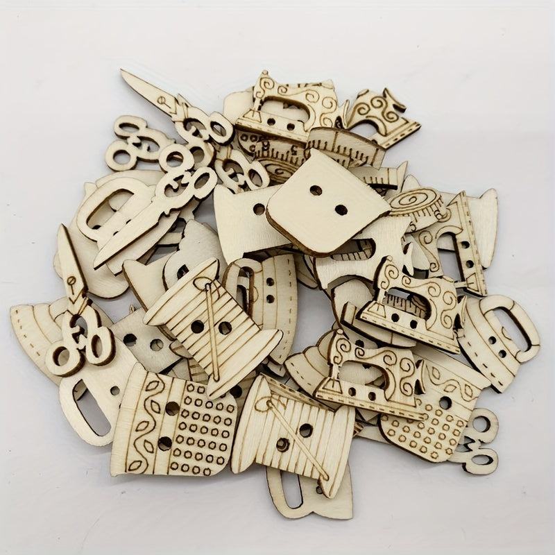 20pcs DIY Wooden Sewing Shapes for Crafting