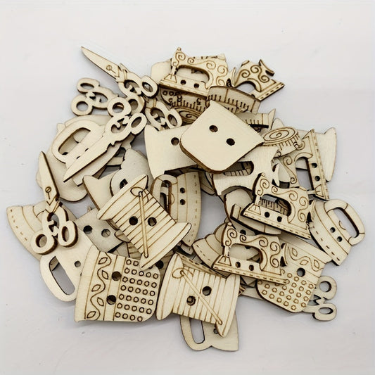 20pcs DIY Wooden Sewing Shapes for Crafting
