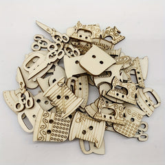 20pcs DIY Wooden Sewing Shapes for Crafting