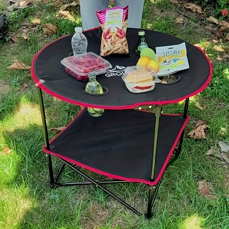 Portable Folding Table with 4 Cup Holders and Bags for BBQ Outdoor Camping
